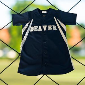 Penn State Beaver Nittany Lions Mens Size Xs Baseball Jersey Blue Teamwork Vtg